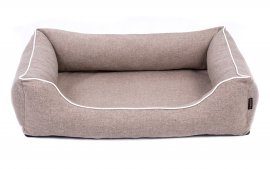 Legowisko dla psa Sofa Mallorca Orthopedic w kolorze beżowym z białym wykończeniem 80x60 cm