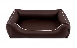 Legowisko ortopedyczne Sofa Alicante Orthopedic w kolorze brązowym z białym wykończeniem 80x60 cm