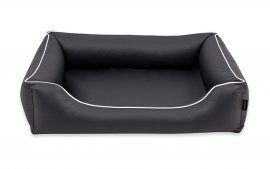 Legowisko dla psa Sofa Alicante Standard ciemnoszare z białym wykończeniem rozmiar M 80x60