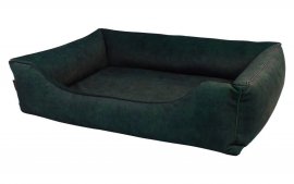 Legowisko dla psa Sofa Barcelona Standard TwinFoam w kolorze zielonym z czarnym wykończeniem