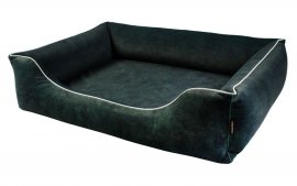 Legowisko dla psa Sofa Barcelona Orthopedic w kolorze zielonym z białym wykończeniem