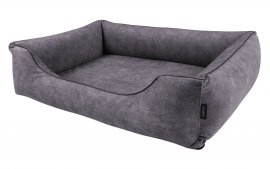 Legowisko dla psa Sofa Barcelona Orthopedic w kolorze jasnoszarym z czarnym wykończeniem