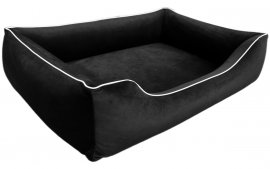 Legowisko dla psa Sofa Barcelona Orthopedic w kolorze czarnym z białym wykończeniem
