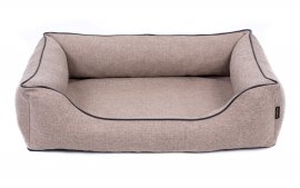 Legowisko dla psa Sofa Mallorca Orthopedic w kolorze beżowym z czarnym wykończeniem 65x50